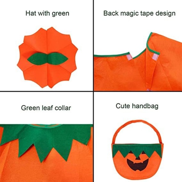 Vuxen Halloween Pumpa Kostym Set Pumpa Mantel Poncho