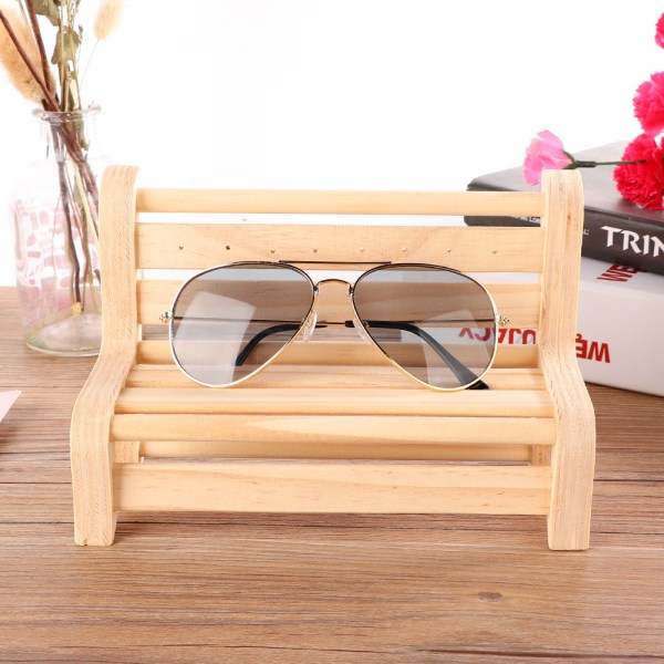 Massiivipuinen minijakkara ja pöytä aurinkolasien silmälasien näyttötelineen pidike (penkki)