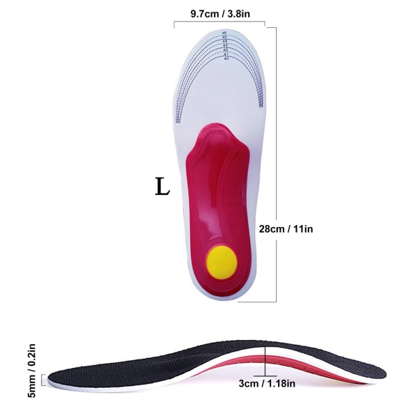 Fot ortotiske innleggssåler Kuttbare buestøtteinnsatser med valgus knyst korrigerende sokk rød rygg L 41?46