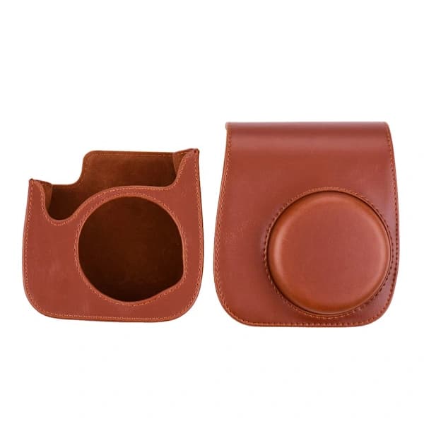 Portable Camera Case Holder Faux Leather with Shoulder Strap