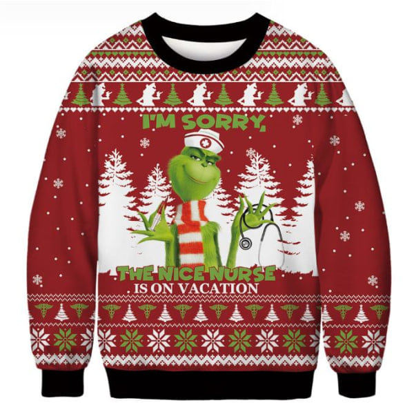 Grinch Joulupaita Pyöreä Kaula Unisex Pitkähihainen D 2XL