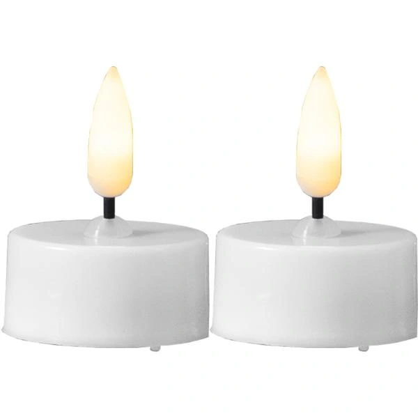 Telys 2-pakning LED med timer, hvit Vit white