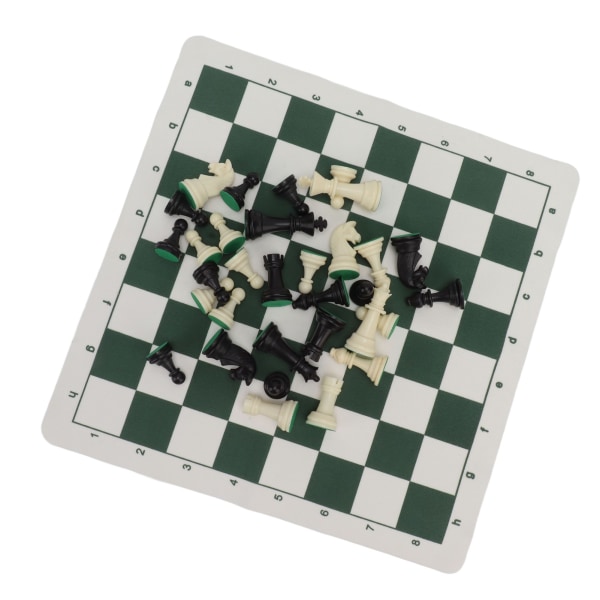 Sjakkbrikker i plast med sjakkbrett i PU-imitert skinn Internasjonalt lekesett med sjakkfigurer