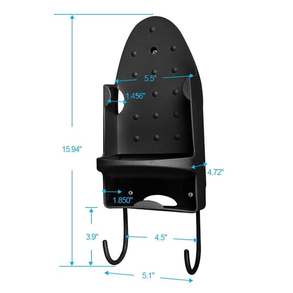 Strykejernholder Veggmontering, for Max 5 tommer Bredde, Svart