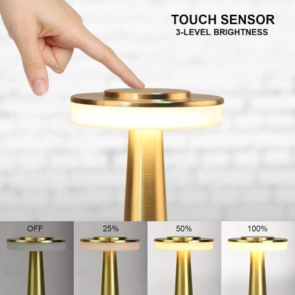 1 st Gold Portable LED Desk Lamp with Touch Sensor, 3 Brightness Levels