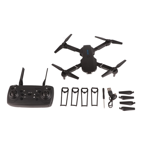 Sort sammenleggbar drone med ekstra vindblad USB-kabel fjernkontroll 4K kamera HD 4 aksel sammenleggbart dronesett