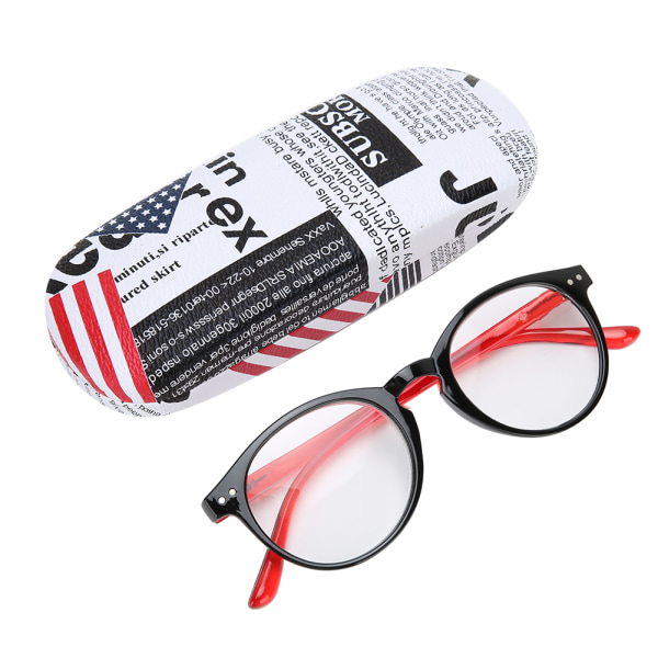 Moderigtige læsebriller Spring Hinge Bærbare presbyopiske briller Briller til mænd Kvinder (+300 SortRøde)