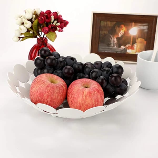 Iron Fruit Basket, Creative Table Centerpiece, Decorative Fruit Bowl for Kitchen Countertop, Round Storage Bowl
