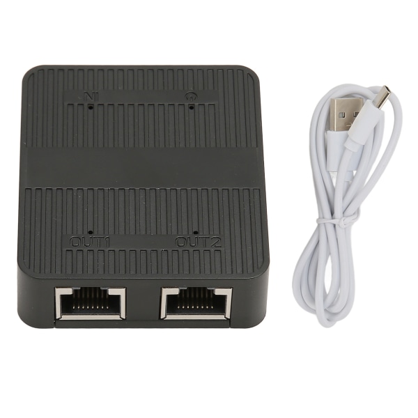 Ethernet Splitter RJ45 1 Ind 2 Ud 1000 Mbps USB C Strømsikker Stabil Signal LAN Splitter med USB-kabel til Switch TV PC