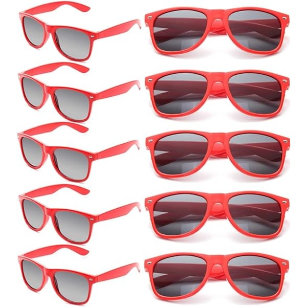 10 par solglasögon festpresenter för vuxna vintage klassiska solglasögon (röd båge)