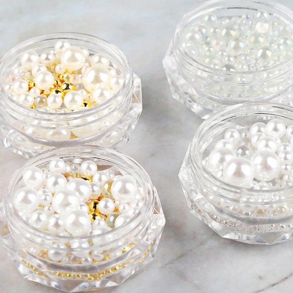 Nail Art Pearl Semi Rund Imitation Pearl 3D Decal Design Glitter Dekoration Design DIY Nail Art Dekoration Tilbehör shape4