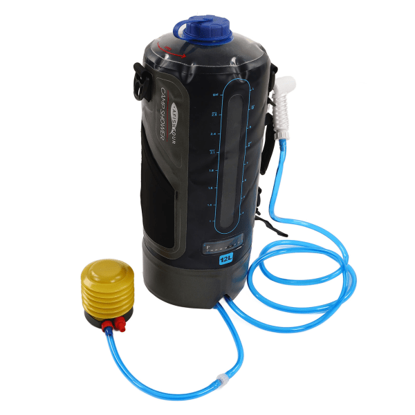 12L kapasitet campingdusjveske Sammenleggbar badepose med pumpe og vannrør for utendørs backpacking