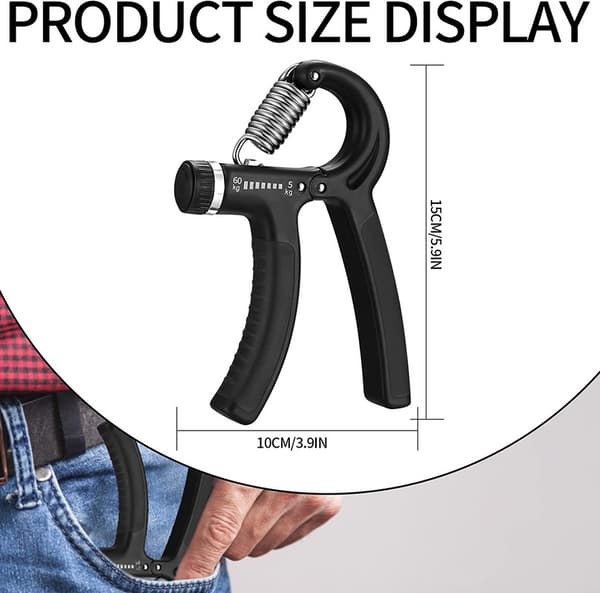 2 stk. Håndgrebstræner med justerbar modstand 5-60 kg Sort