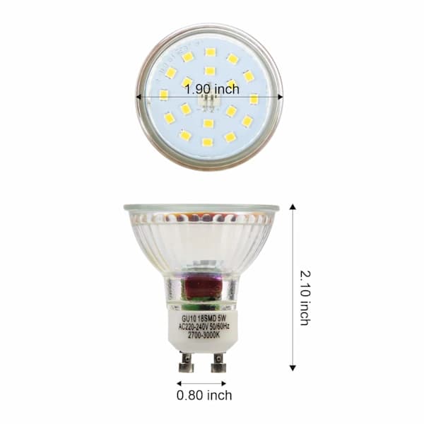 GU10 LED-lamper, 5W 50W ekvivalent, varmhvit 2700K, 120° bred