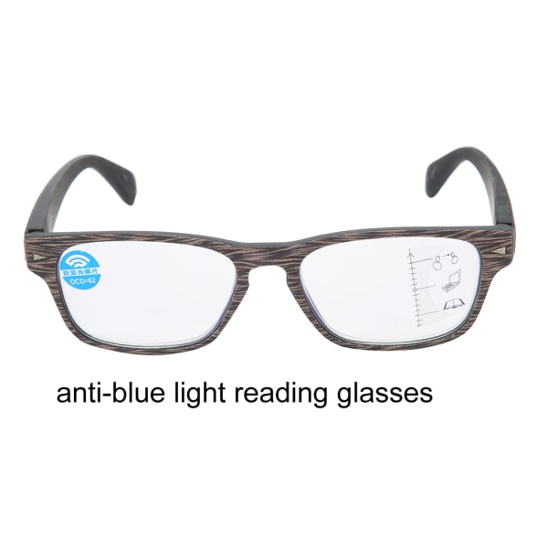 Eldglass Wood Grain Unisex Lesebriller Anti Blue Light Clear Lens Elder Briller (+300 Wood Grain Frame)