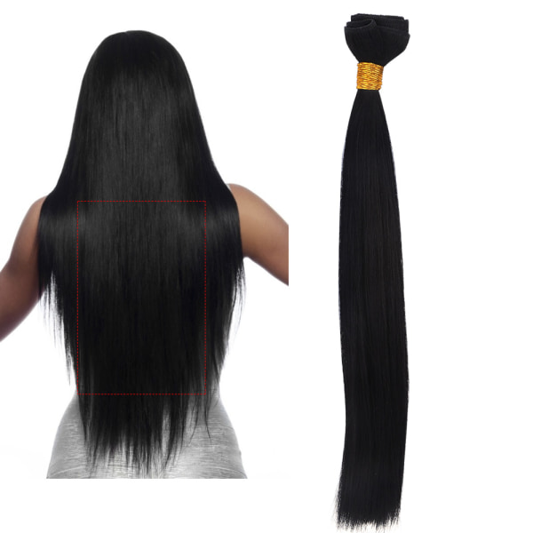 Kvinnor Långt rakt hårförlängning Peruk Hårinslag Spårlöst Falskt hår Styling Tool 18 tum