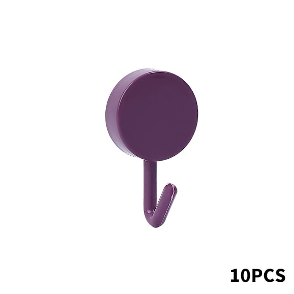 10 stk Selvklebende Veggkroker Sterk Kjøkkenoppbevaring Sticky Kroker Håndkleveske Klær Baderomsdør Henger Hjem Organizer Kroker Purple