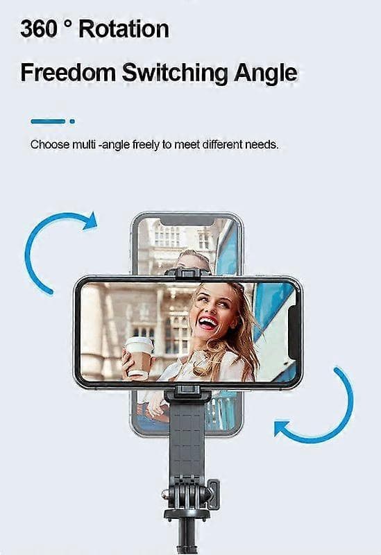 Selfie Stick, Bærbart Spejldesign, 160CM Udtrækkelig, Sort