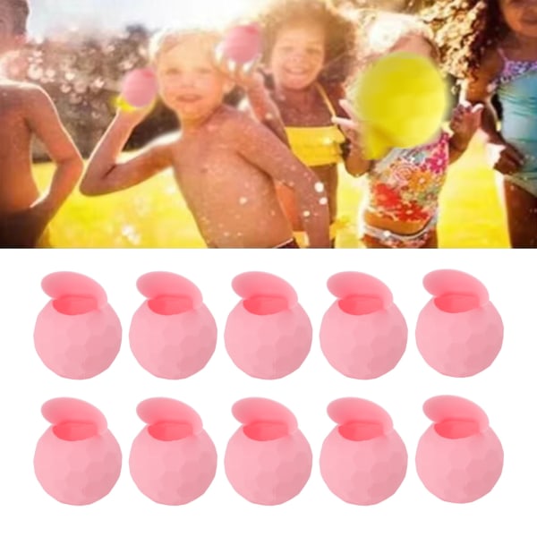 10 st Återanvändbara vattenballonger Silikonvattenballonger Självtätande snabbfyllning sommarpool strandfestlekleksak rosa