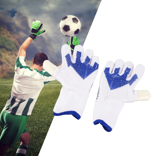 Et par fodboldmålmandshandsker med stærkt håndfladegreb Fingerbeskyttelse Skridsikker latex og nylon åndbar fodboldmålmandshandske 7