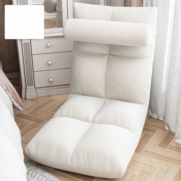 Golvstol med ryggstöd Fällbar soffa Stol Sleeper Bed Soffa Liggstol Golv Gaming Stol Meditationsstol för vuxna Vit
