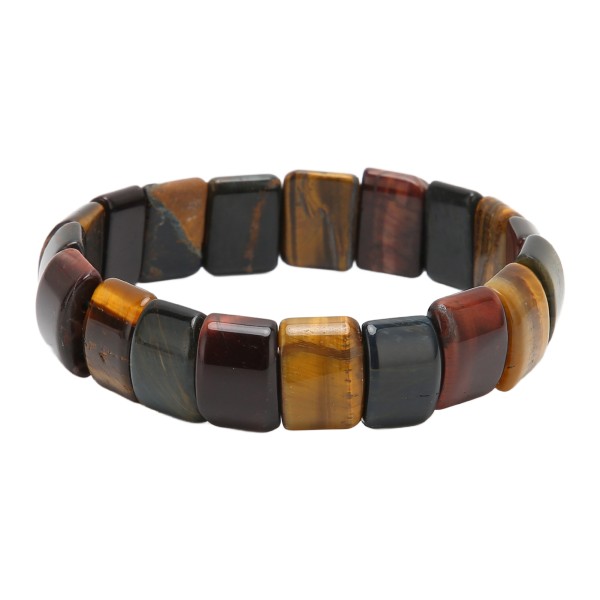 Tigeröga armband blandad färg fyrkantiga pärlor Unisex natursten armband för män kvinnor