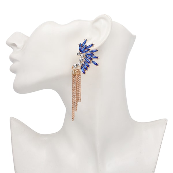 Kvinder øreringe Rhinestone Metal Øredråber Smykker Tilbehør Forøg charme (blå)