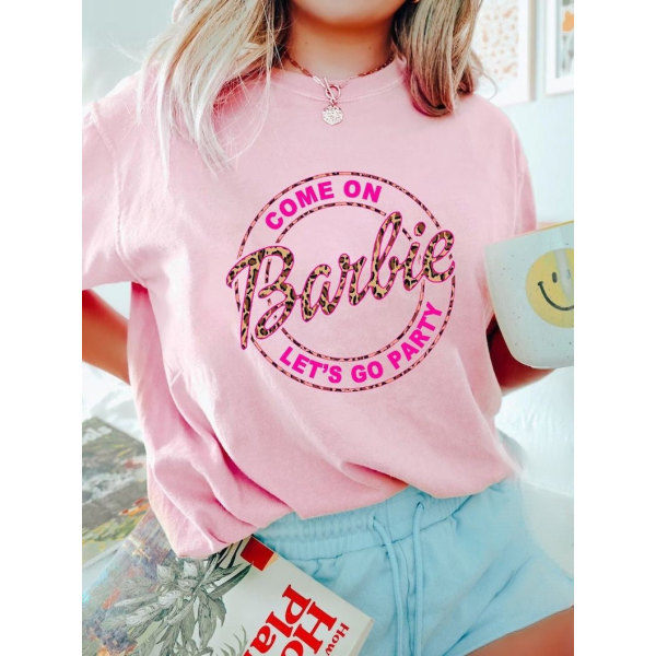 Barbie Painettu T-paita Naiselle Kesä Toppi T-paita GH1014-Q XXL