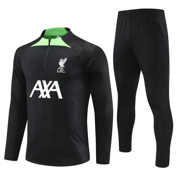 Sæson 23-24 Liverpool Langærmet Trøje Fodboldtrøjer til Voksne og Børn Opvarmning Langærmet Halvdragningstræningsdragt Sort XXL black XXL