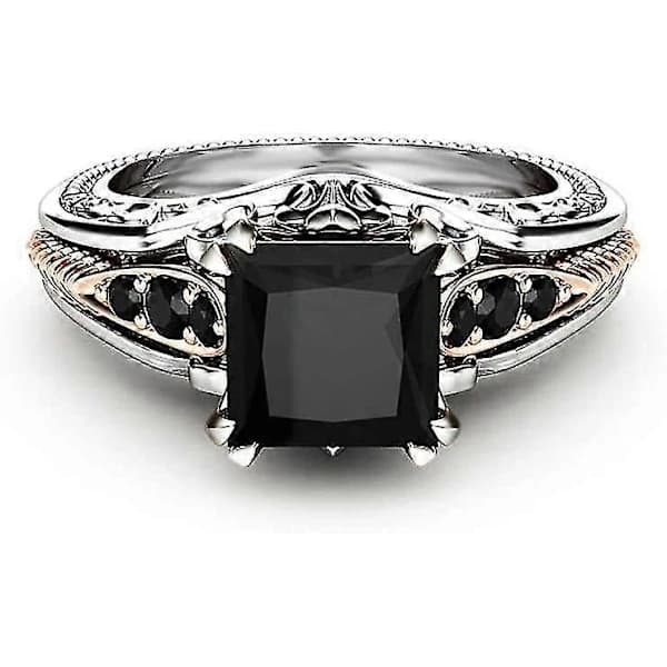 Evig 925 Sterling Sølv Sort Turmalin Ring ny