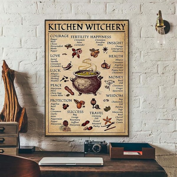 Vintage Kök Witchery-plakat Häxa Magisk Kunskap Bild Väggmålning null - D 20x25cm Ingen ramme