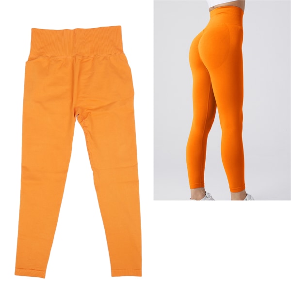 Butt Lifting Yoga Byxor Seamless Compression High Waisted Yoga Byxor For Sports Orange Large