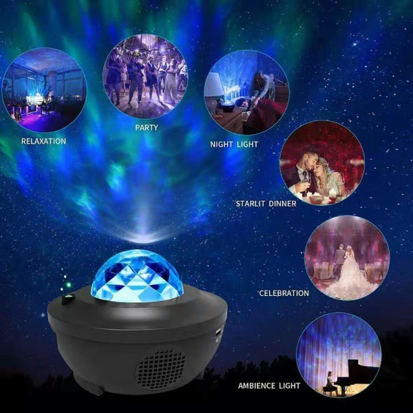 Galaxy Night Lamp / Space Lamp Star Projektor med Bluetooth högtalare Vit