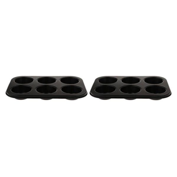 1/2 tarttumuotit, Cupcake-muotteja, Leivonnaismuotti, 6 reikää, Musta 6 Holes Black 2Set