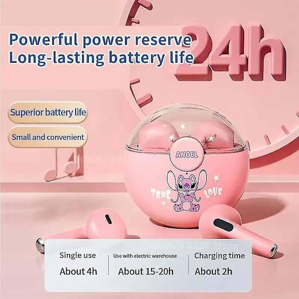 Kids Stitch Angel Trådlösa Bluetooth 5.3 hörlurar Hifi ljud hörlurar.pa