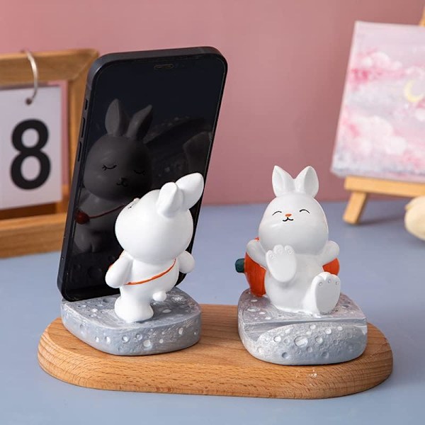 Unik söt mobiltelefonhållare bilhållare cool rolig 3D tecknad katt kanin djurdesign mobiltelefon surfplatta stativ för skrivbord Heart Rabbit