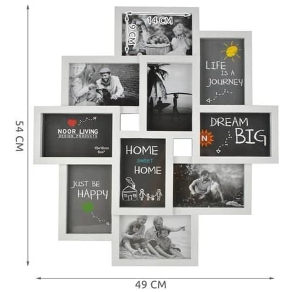 Fotoramar med 10 platser - 54x49cm Vit