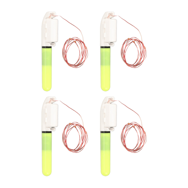 4 stk Fishing Glow Sticks Rod Tip LED Glow Sticks Grønn Vanntett LED Nattfiske Bite Alarm for Fiske 7 lys