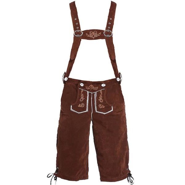 Lederhosen til mænd - Ægte læder Ægte tyske lederhosen til mænd, Oktoberfest-outfit - Kort lysbrun brun M