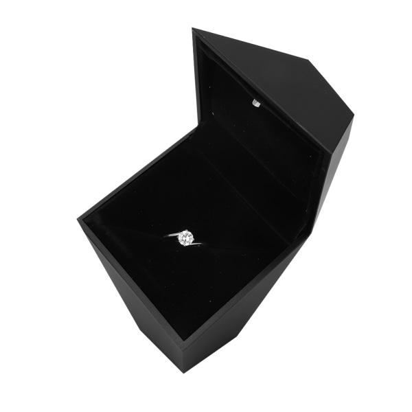 LED-valo persoonallinen timantin muotoinen kihlasormukset case , musta