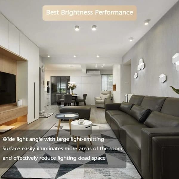 Justerbar rund LED-spotlight til loftmontering, 80x50mm, Hvid