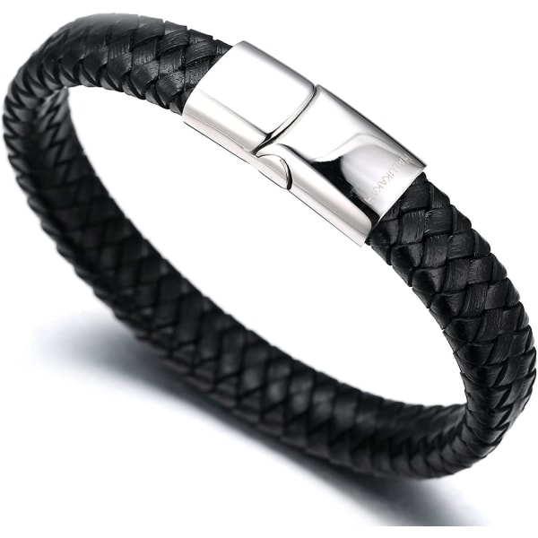 Børne Solo Junior Pojke Armbånd i ægte læder Brun/klassisk Sort 6-12+3 Y/o. Guldsilver Sort Titan magnetlås 7\"-7,7\" (18-19,5 cm) med