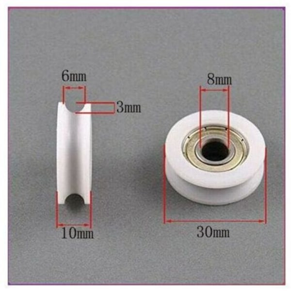 10 stk. U Nylon Plast Integreret 608 Kuglelejer med Rille 8 30 10mm Føringshjul.pa