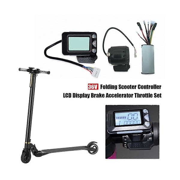 36V Sammenleggbar Scooter Kontroller Tilbehør Karbonfiber Scooter Kontroller LCD-skjerm Bremse Accele.pa