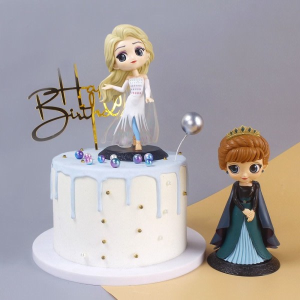 Tecknad Frozen Bakning Tårtdekoration Anna Elsa Miniatyr Tårta Tårta