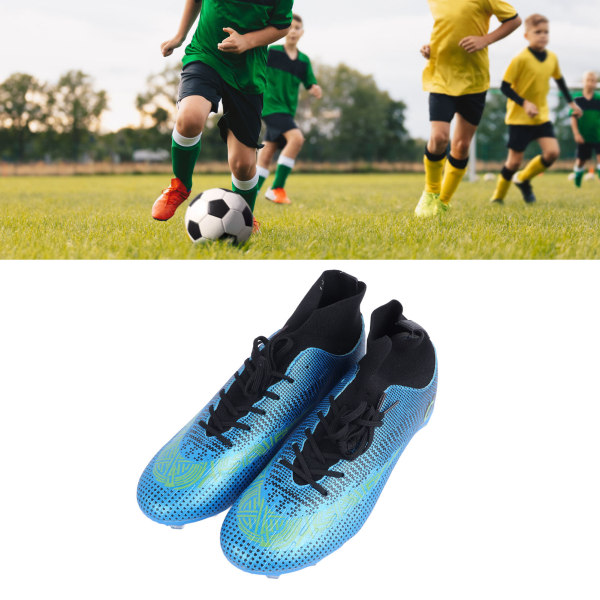 Fotbollsskor för män Dam Fotbollsskor Fotbollskor Fotbollsskor med snörning för tävlingar Träning Royal Blue (Spikes) 43