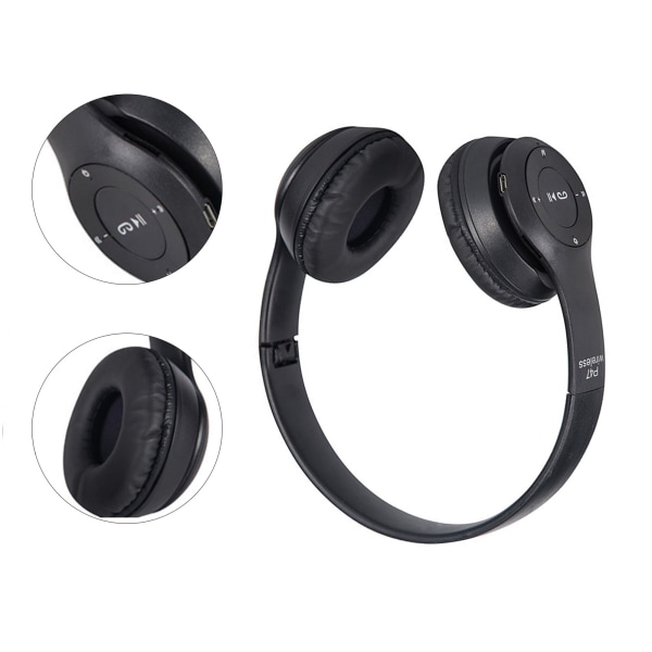 Bluetooth kuulokkeet Langattomat Stereoliitinkortti Korvaan taitettavat kuulokkeet pelaamiseen, musta