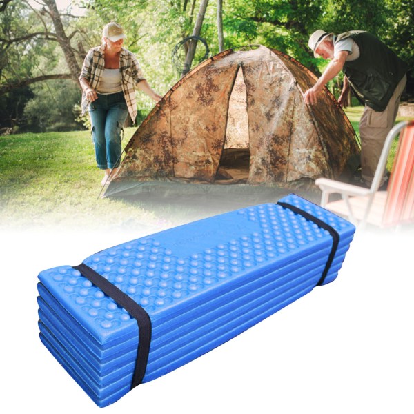 Sammenleggbar liggeunderlag myk PVC fortykket dobbel eggkasse liggeunderlag for utendørs camping blå svart 186x57