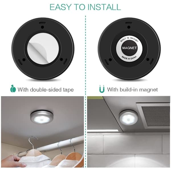 LED-nattlampa med rörelsesensor 6000K 3-pack Vit