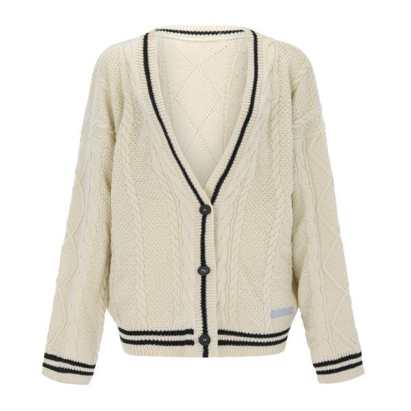 Handgjord Vit Stjärna Folklore Cardigan Stjärnbroderad Merch Ove M